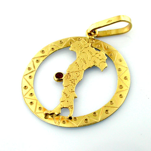 Map of Italy 18K Gold Vintage Charm Pendant