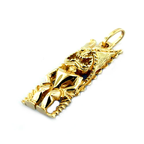 Hawaiian Tiki God Kane Statue 14k Gold Charm Pendant - Hawaii