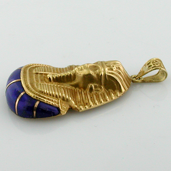 18K Gold King Tut Tutankhamun Vintage 3D Charm Pendant