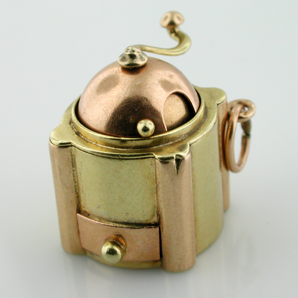 14k Gold Kitchen Coffee Grinder Movable Vintage Charm