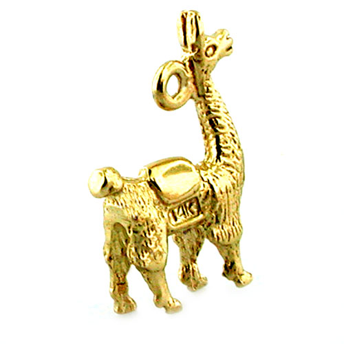 Llama Alpaca 3D 14K Gold Charm - PERU