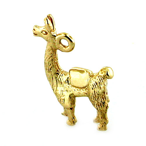 Llama Alpaca 3D 14K Gold Charm - PERU