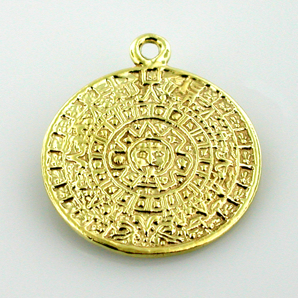 Aztec Mayan Maya Calendar 14K Gold Charm Aztec Mayan Maya Calendar 14K Gold Charm