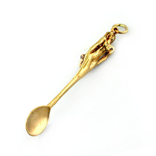 14k Yellow Gold Mermaid on a Spoon Pendant Charm