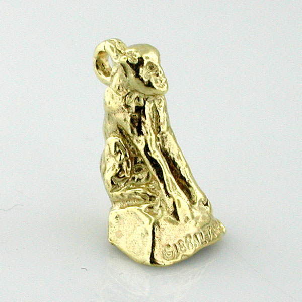 Gibraltar Monkey Barbary Macaque 14k Gold Charm