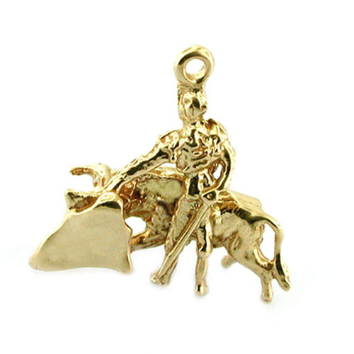 Matador Bull Fighting 3D Travel 14K Gold Charm - Spain