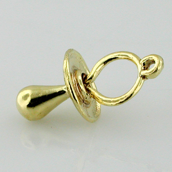 Baby Infant Pacifier 3D 14K Gold Charm