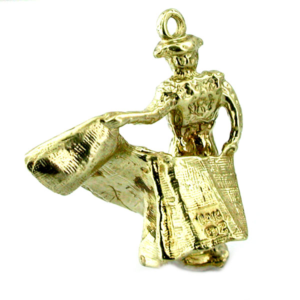 Matador Bull Fighter Travel Bullfighter 14k Gold Charm 