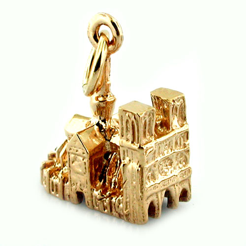 Notre Dame De Paris Cathedral 14K Gold Travel Charm 