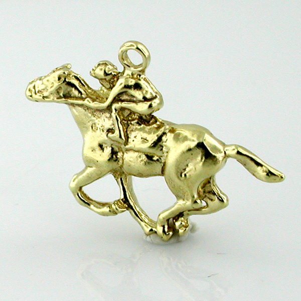 Race Horse with Jockey 14K Gold Charm