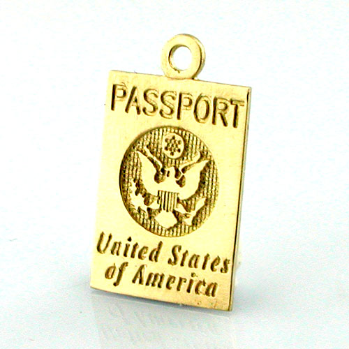 United States Passport Detailed 14k Gold Charm