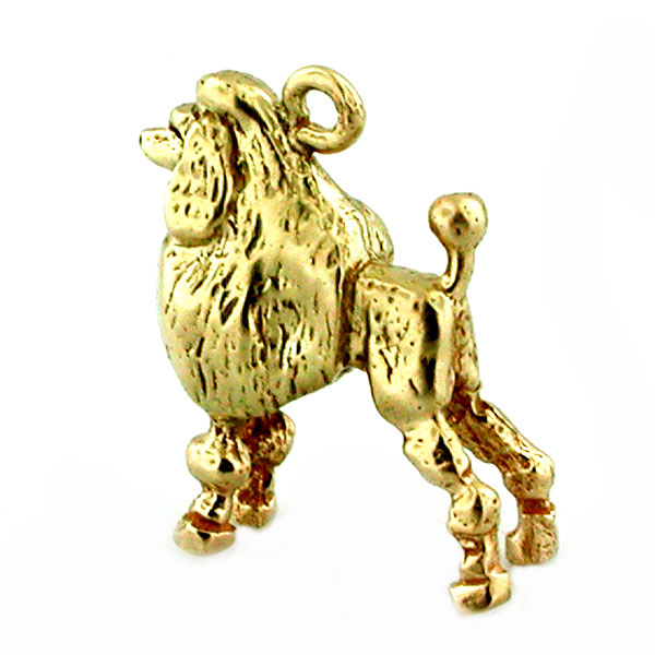 Gorgeous Poodle Dog 3D Vintage 14K Gold Charm