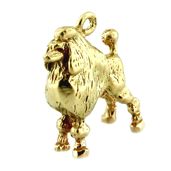 Gorgeous Poodle Dog 3D Vintage 14K Gold Charm