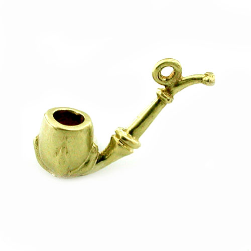 Tobacco Smoking Eagle Claw Pipe 14K Gold Charm