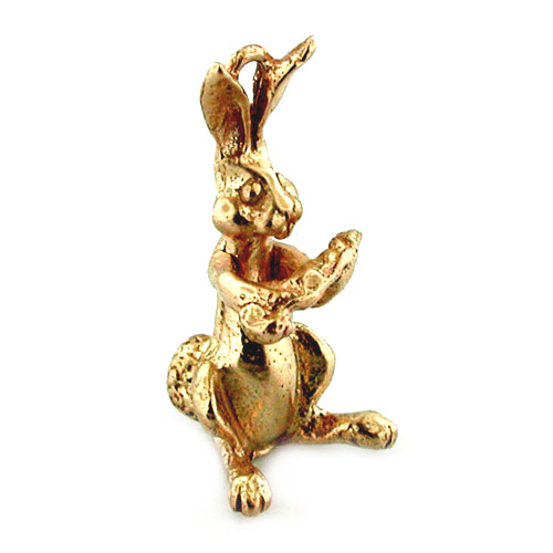  Rabbit with Carrot Movable 14K Gold Charm