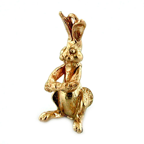  Rabbit with Carrot Movable 14K Gold Charm