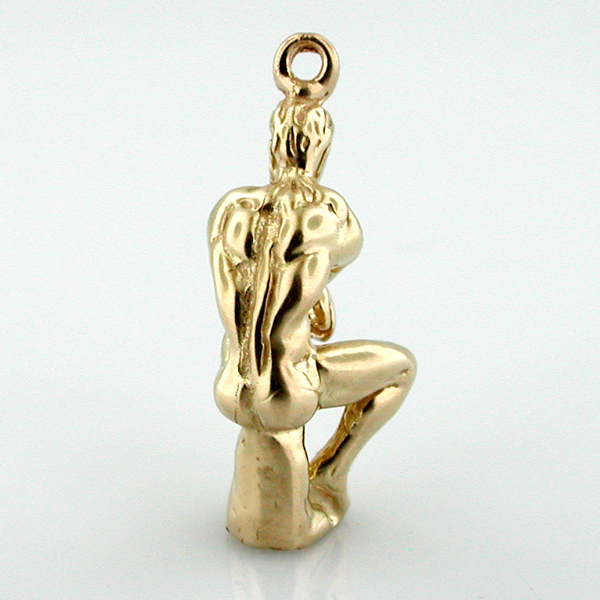 Rodin The Thinker Sculpture Statue 14K Gold Charm