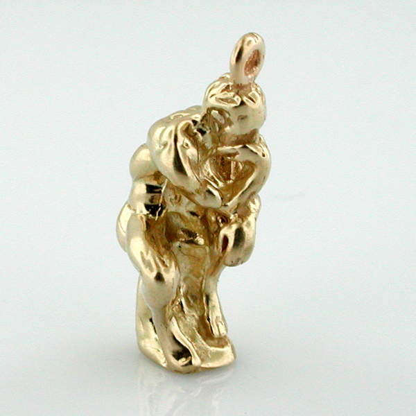 Rodin The Thinker Sculpture Statue 14K Gold Charm