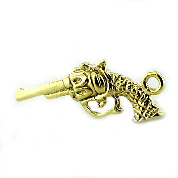 Hand Gun Pistol Revolver 14k Gold charm