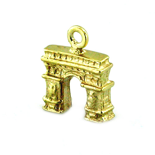 14K Gold  Arc de Triomphe 3D Charm  Arch of Triumph ~ France Paris