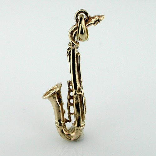 Saxophone 14K Gold Charm Pendant