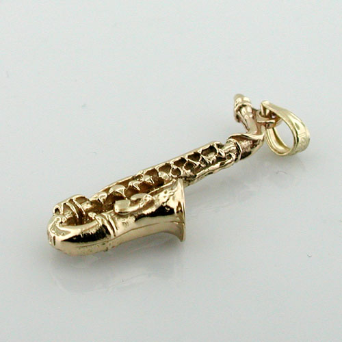Saxophone 14K Gold Charm Pendant