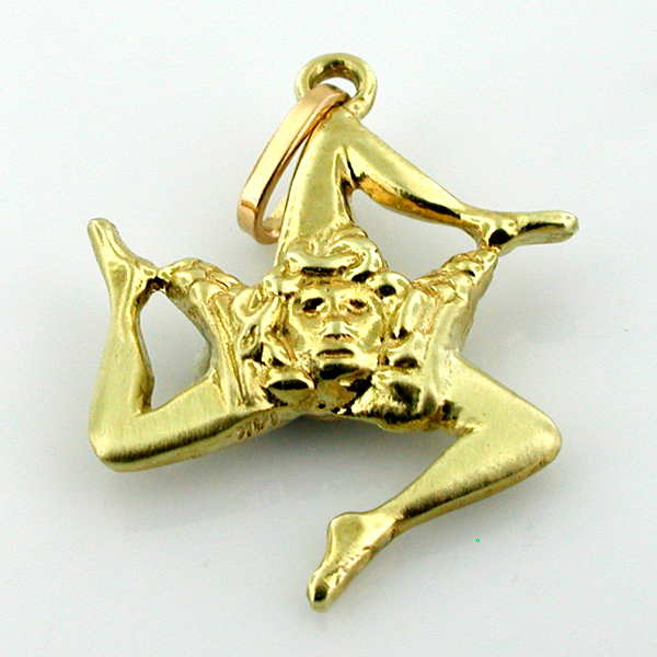 Trinacria Sicily Italy Symbol 14k Gold Charm Pendant