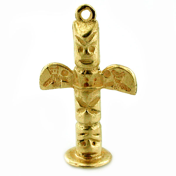American Indian Totem Pole 14K Gold Charm