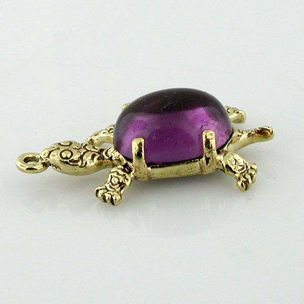 Cute Turtle Cabochon Shell Vintage 14K Gold Charm 