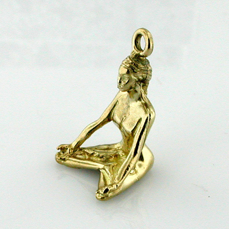 Yoga Meditation Girl 14k Gold Charm