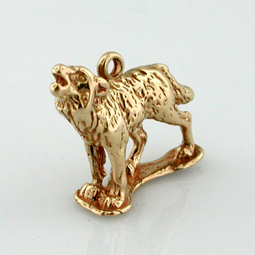 Howling Wolf 14k Gold Charm
