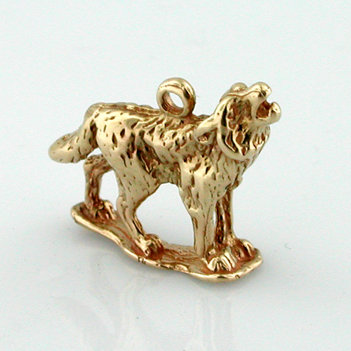 Howling Wolf 14k Gold Charm