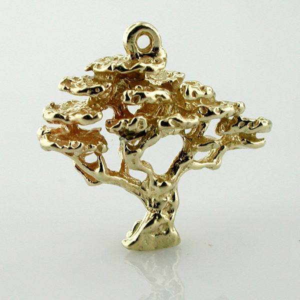 Bonsai Japanese 3D Tree 14k Gold Charm