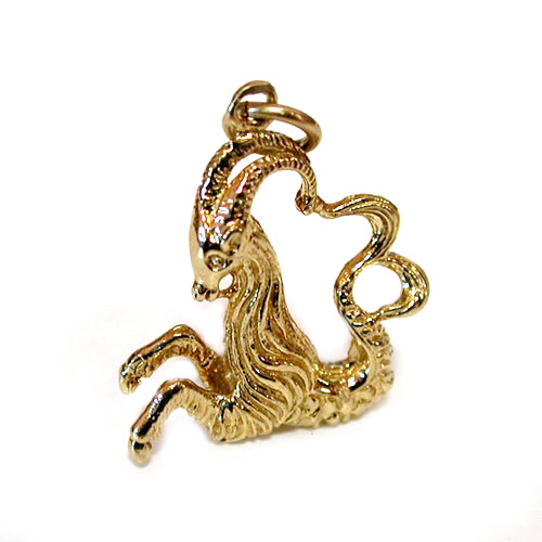 Capricorn Zodiac 3D 14K Gold Charm Pendant