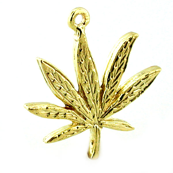 Cannabis Leaf 14K Gold Charm 