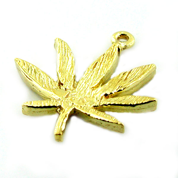 Cannabis Leaf 14K Gold Charm 