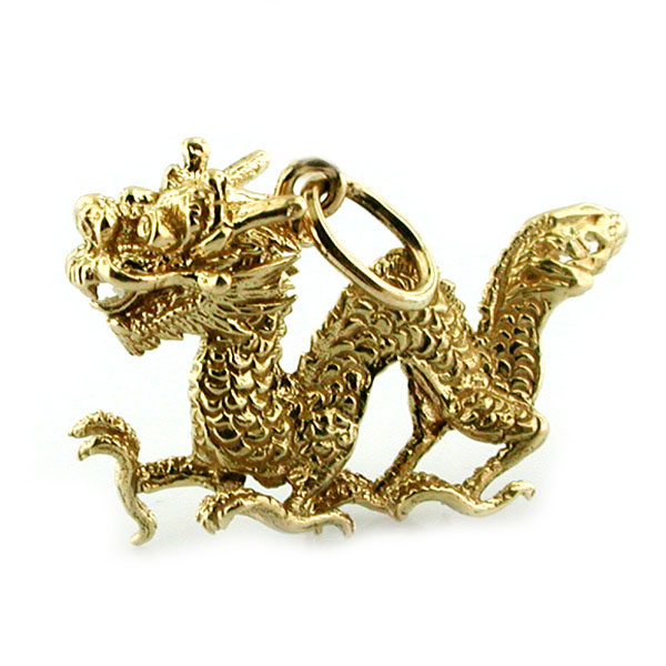Figural Chinese Dragon 14K gold Charm Pendant