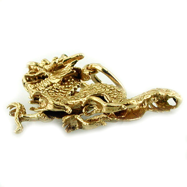Figural Chinese Dragon 14K gold Charm Pendant