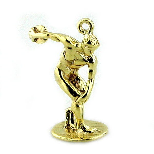 Disc Discus Thrower Discobolus 14k Gold Charm