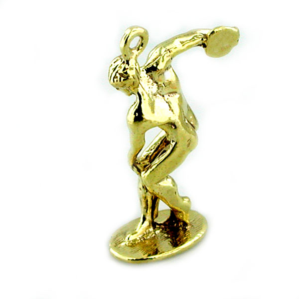 Disc Discus Thrower Discobolus 14k Gold Charm