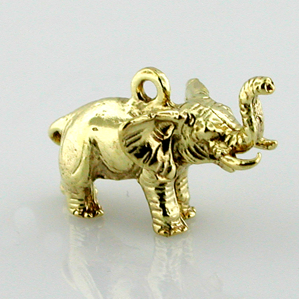 Elephant Lucky Trunk Up 14k Gold Charm