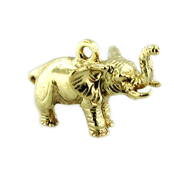 Elephant Lucky Trunk Up 14k Gold Charm