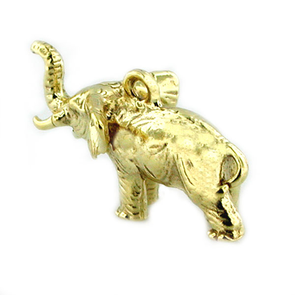 Elephant Lucky Trunk Up 14k Gold Charm