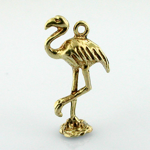 Flamingo Bird 14k Gold Charm