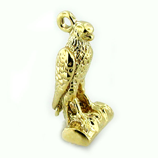Falcon Hawk Bird 14k Gold Charm 