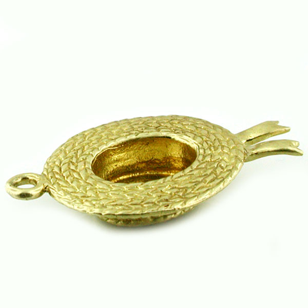 Venetian Gondolier Straw Hat 14k Gold Charm - Venice Italy