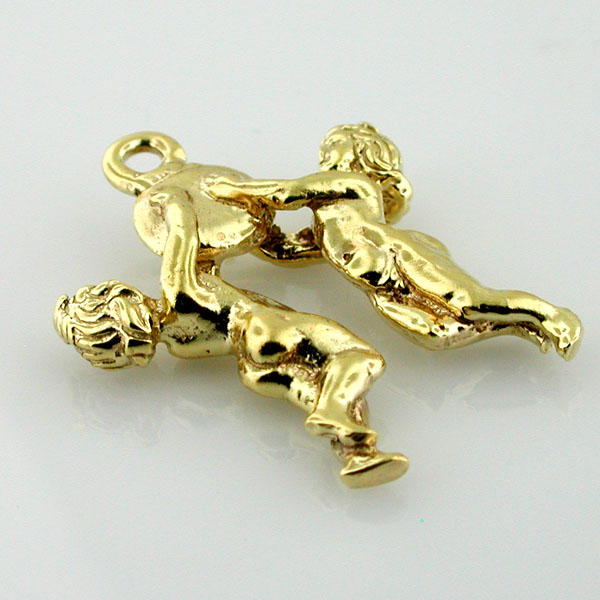 Gemini Zodiac Sign 14k Gold Charm Pendant 