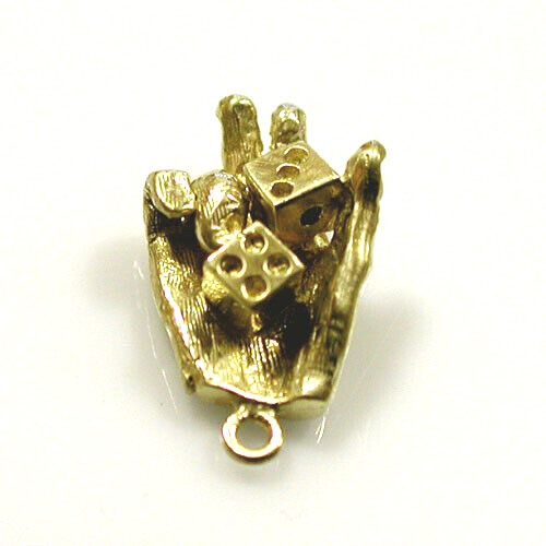  Dice in Hand 14k Gold Charm