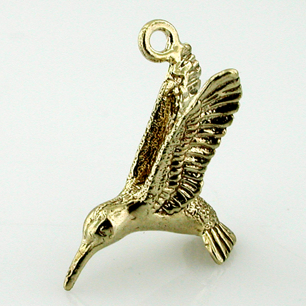Hummingbird Bird 14k Gold Charm