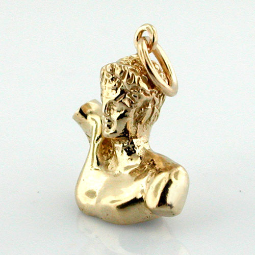 Olympian Ancient Greek Mythology God Hermes Bust 14k Gold Charm